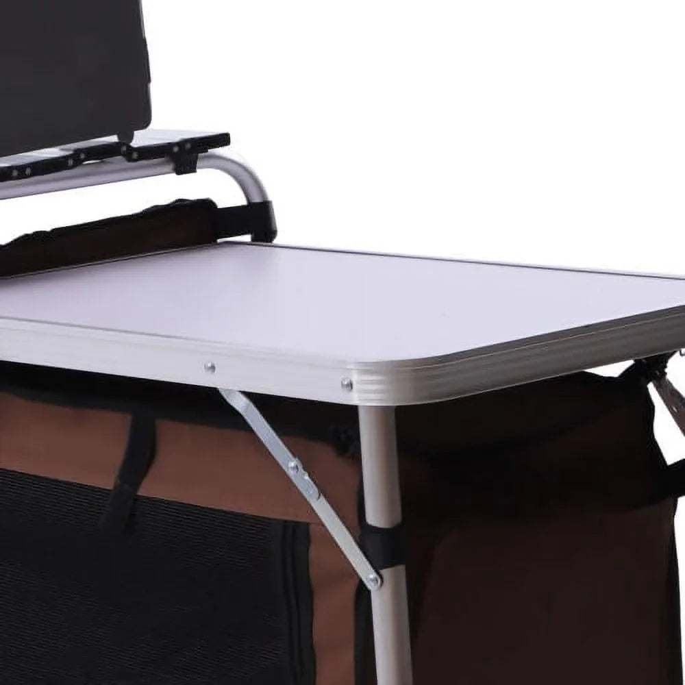 Folding Camping Kitchen Table Picnic Cabinet Table Portable Cooking Sizetorage Rack