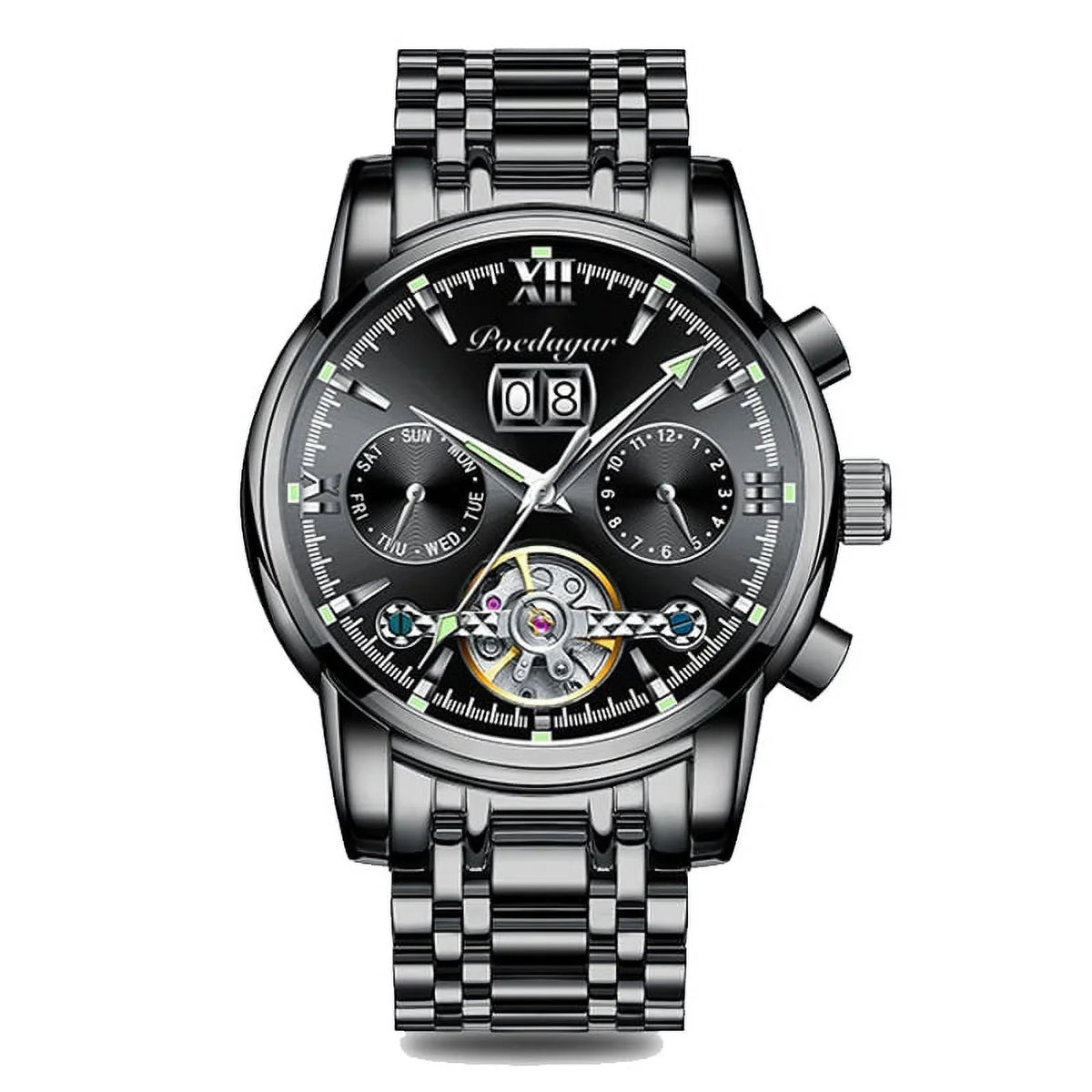 POEDAGAR Business Watch Men Automatic Mechanical Tourbillon Watch Luxury Fashion Sizetainless Sizeteel Sizeport Watches Relogio Masculino