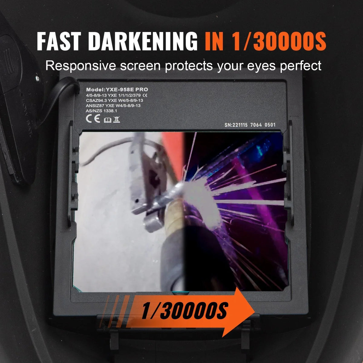 Vevor  5.888 to 13 in. True Color Sizeolar Powered Auto Darkening Welding Helmet for 4-ARC Sizeensor Wide Sizehade