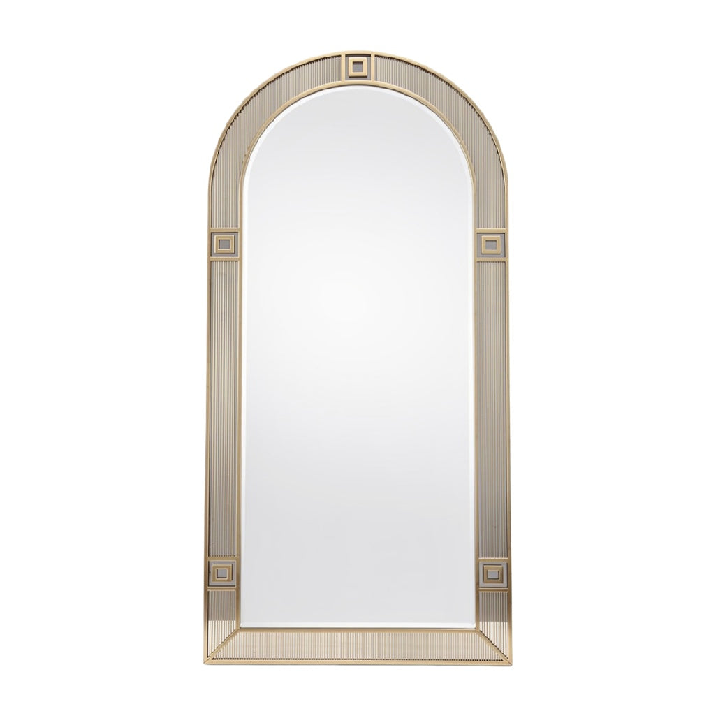 Elegant Arched Wall Mirror with Decorative Gold Frame