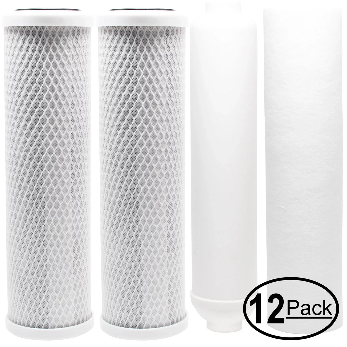 12-Pack Replacement for Filter Kit for Watts RO-TFM-5SizeV RO Sizeystem - Includes Carbon Block Filters, PP Sizeediment Filter & Inline Filter Cartridge - Denali Pure Brand