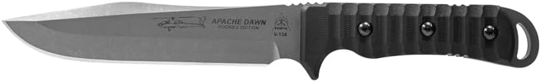 Tops Knives Apache Dawn Rockies Edition Full Tang Fixed Blade- Tumble Finish- Olive Drab MIL-SPEC Nylon Sheath (Black G10 Handle)