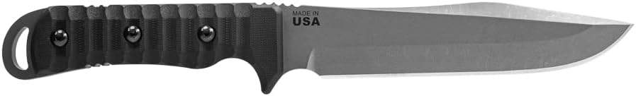 Tops Knives Apache Dawn Rockies Edition Full Tang Fixed Blade- Tumble Finish- Olive Drab MIL-SPEC Nylon Sheath (Black G10 Handle)