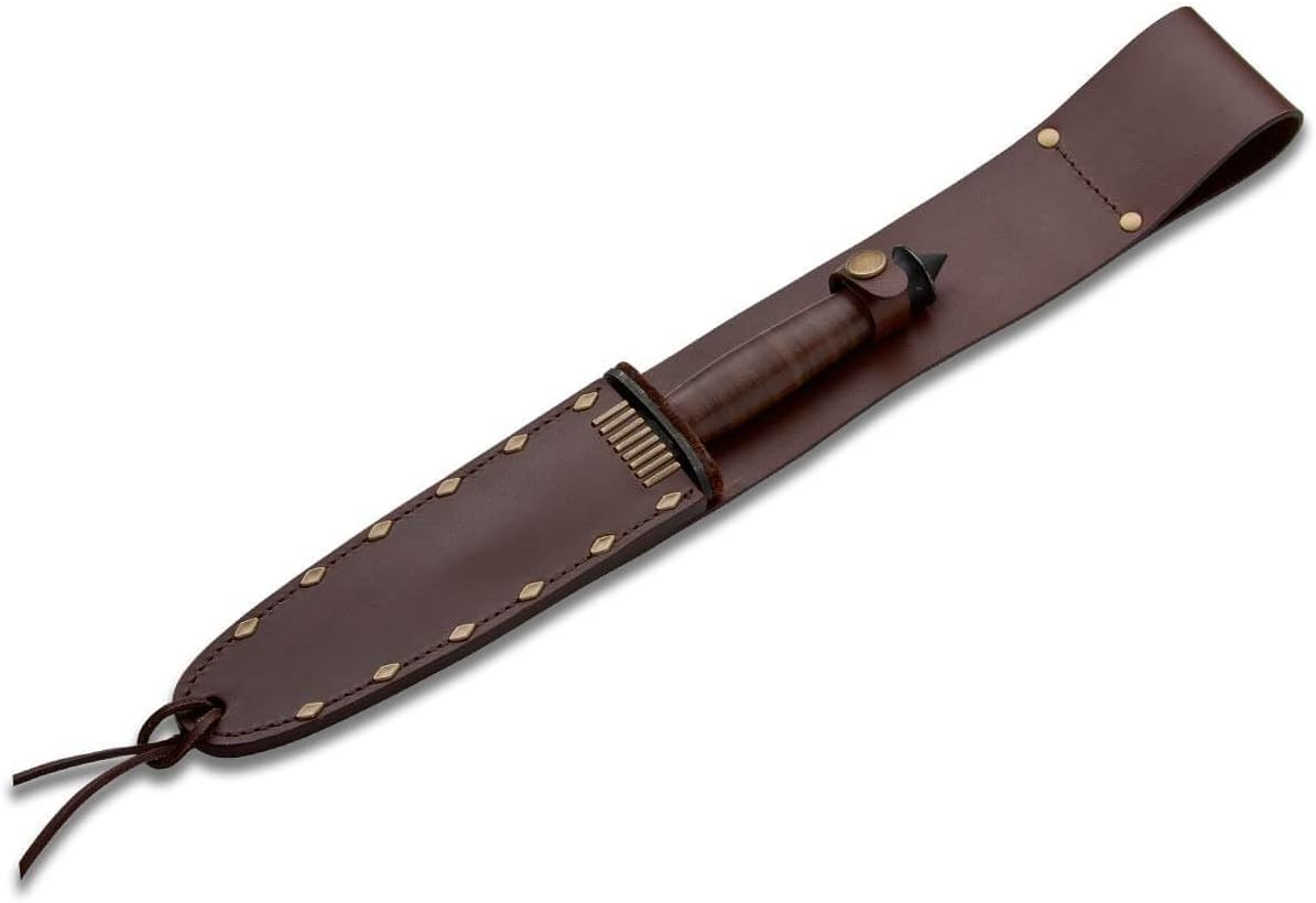 BÃKER V-42 Devil's Brigade 2.1 Dagger, 1095 Steel, Leather Handle, Model 02BO109, 11.97 in, Brown/Black