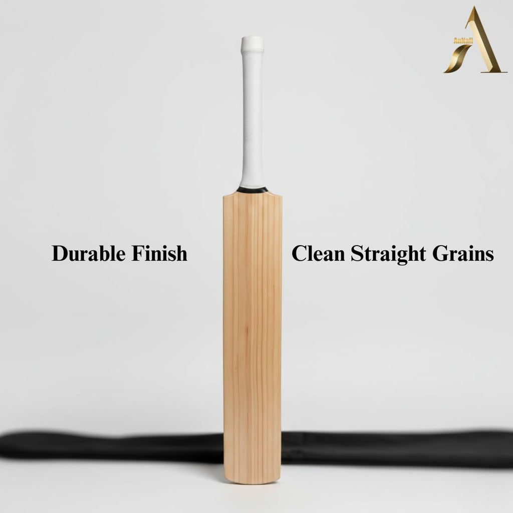 AnNafiÂ® Kashmir Willow Cricket Bat for Leather Ball | Premium Quality Long Handle Long Blade Cricket Bat| Top Grade Custom Made Thick Edge Light Weight | Full Size Cover