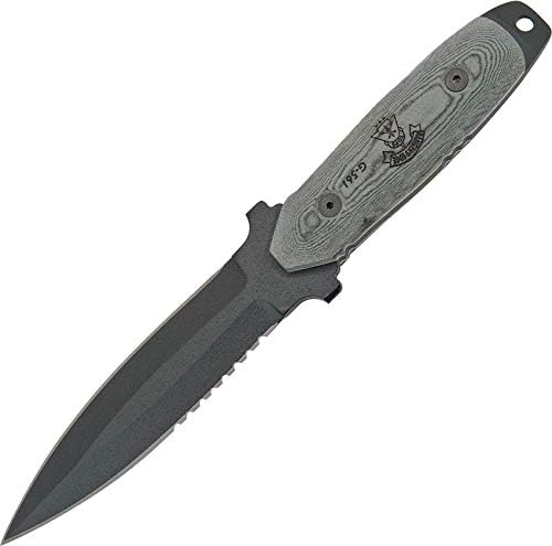 TOPS Knives Ranger's Edge Fixed Blade Knife, Black Traction, Black Micarta