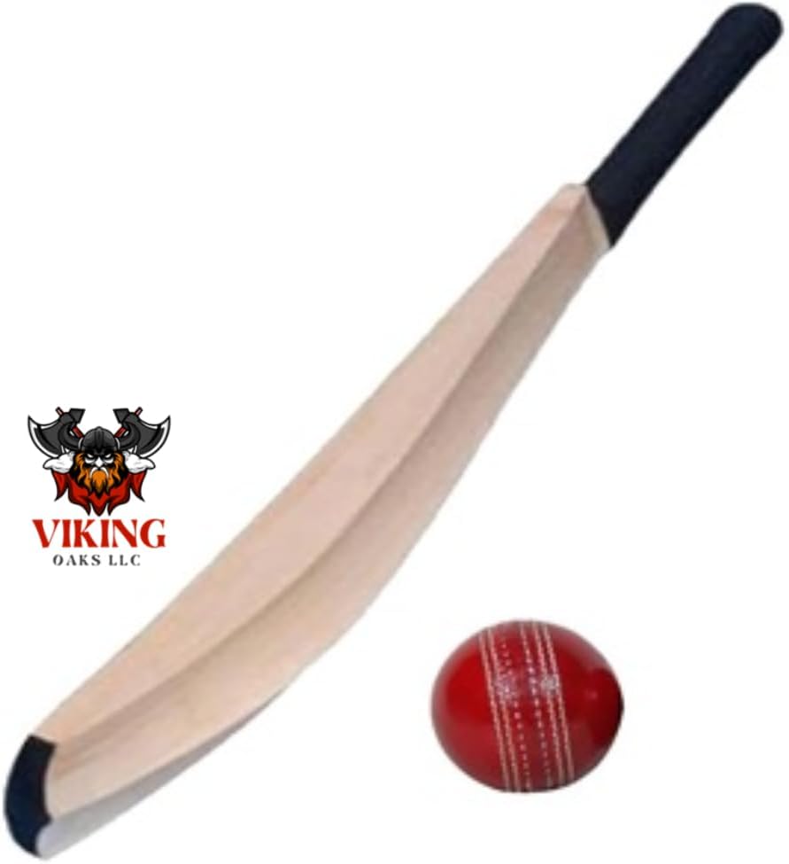 Cricket Practice Bat, Plain Kashmiri Willow, Wooden, Black Handle