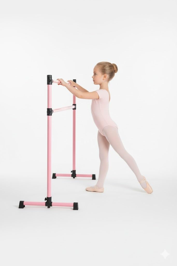 UMEKEN Wood/Aluminum/Steel Ballet Barre 4 Foot Portable Barre Bar Home Adjustable Freestanding Ballet Stretch Dance Bar for Kids Adult with Carry Bag