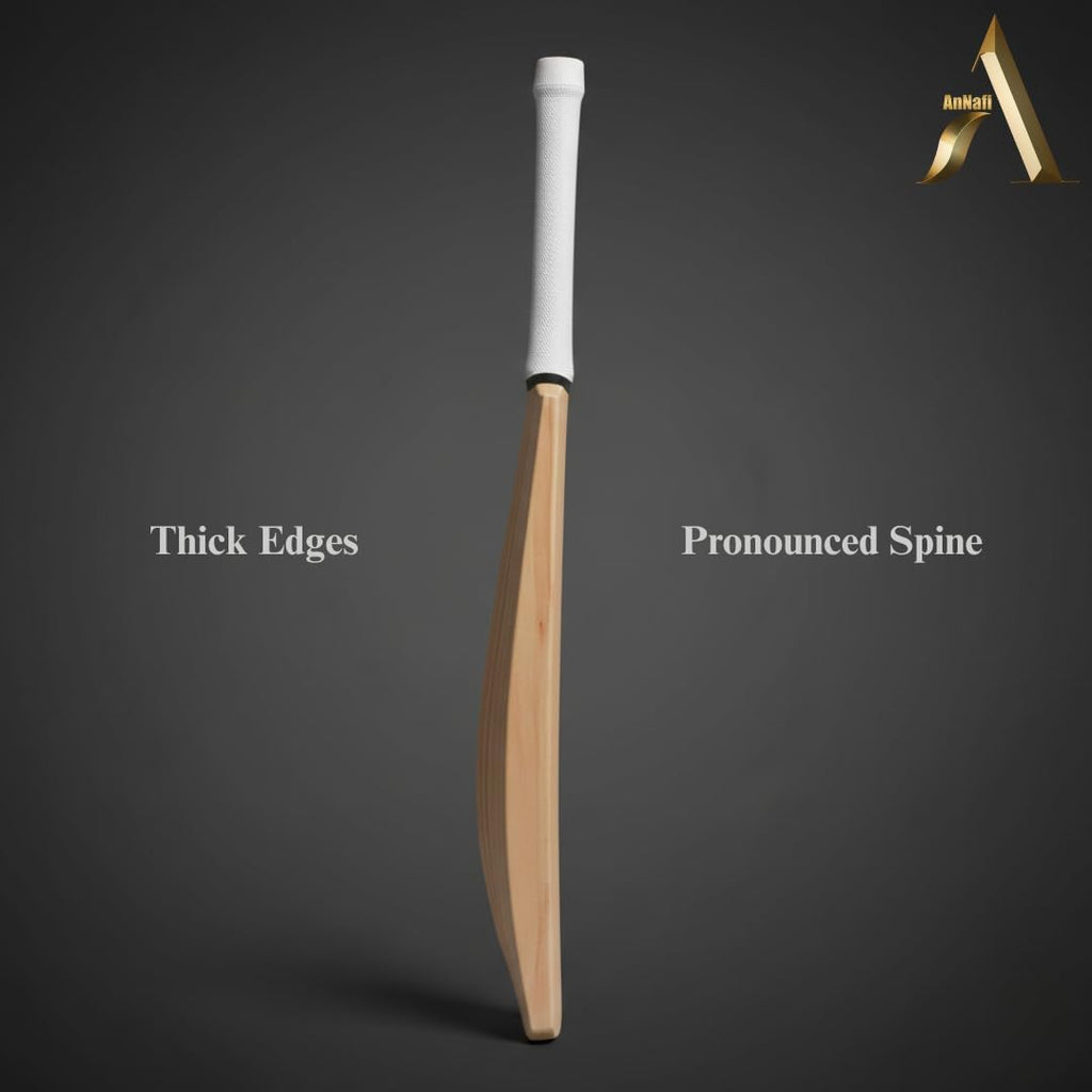 AnNafiÂ® Kashmir Willow Cricket Bat for Leather Ball | Premium Quality Long Handle Long Blade Cricket Bat| Top Grade Custom Made Thick Edge Light Weight | Full Size Cover
