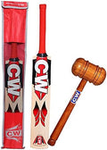 CW HI TECH Kashmir Willow BAT with Mallet Leather Ball at Genuine Kashmir Willow Cricket Bats for Men Adult Full Size Short Handle BAT