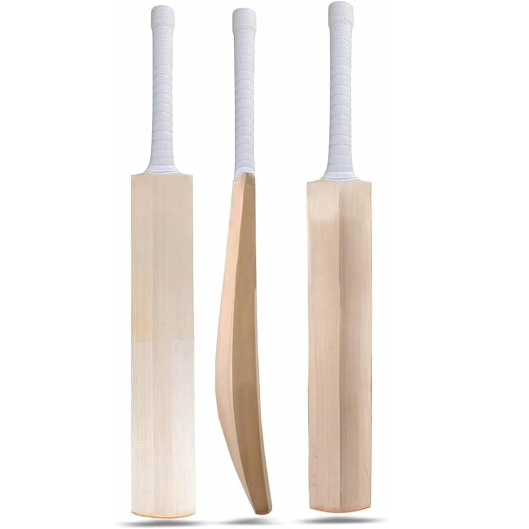 AnNafiÂ® Kashmir Willow Cricket Bat for Leather Ball | Premium Quality Long Handle Long Blade Cricket Bat| Top Grade Custom Made Thick Edge Light Weight | Full Size Cover