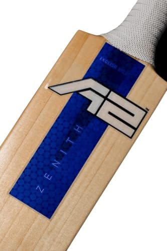 A2 Cricket Zenith Blue Grade-1 English Willow Bats â (2022 Range), Machine-Knocked with Rubber Toe Guard & Bat Cover Included.