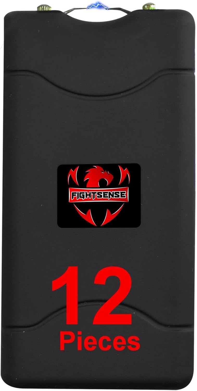 FIGHTSENSE (12 pcs) Wholesale Bulk Stun Gun Flashlight for Men and Women self Defense Device, Rechargeable Stun Gun, Nylon Holstersâ¦