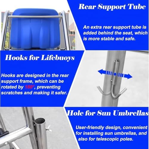 Lifeguard Chair Lifeguarding Sports Refereeing Stable Base with Narrowing Corners Armless Comfortable Seat Outdoor Use Life Guard Chair,Detachable Extra Tall Chair for Lifeguards/Referees 1.