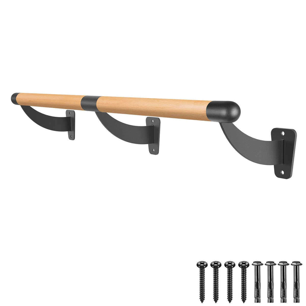 SELEWARE 4-12 FT Wood Ballet Barre Wall Mount Ballet Bar Dance Bar for Home