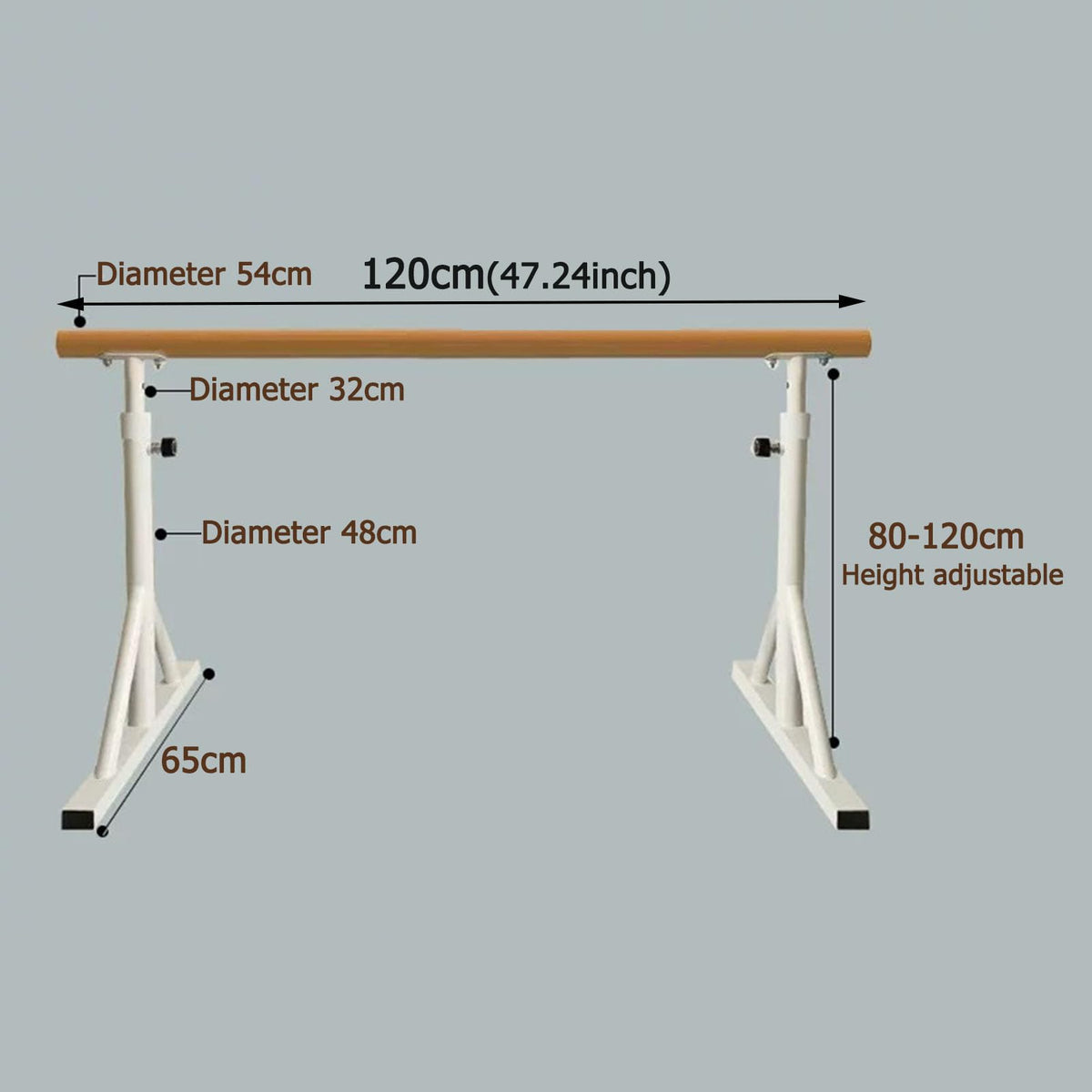 Freestanding Ballet Barre Portable, 7 Height Adjustable Solid Wood Dance Bar, 31.5-47.2in, Heavy Duty Stretching Bar for Kids Adults Home Studio Ballet Pilates Yoga Training