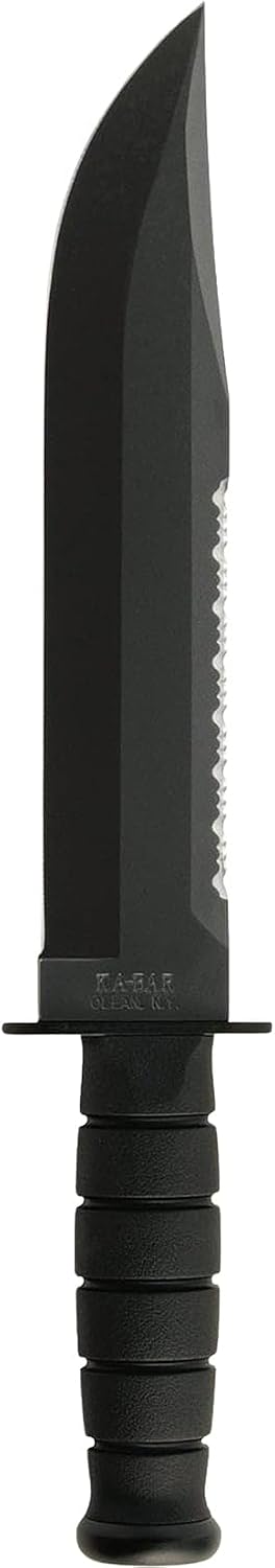 KA-BAR 2211 Big Brother Combat Knife â 14 1/8" Tactical Fixed Blade with Kraton Handle, Black Finish