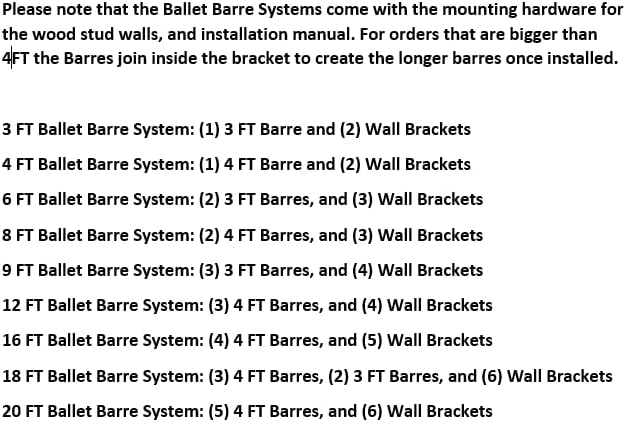 BalanÃ§oire Ballet Barre 6 FT Long 2.0â Diameter Black Brackets A, for Kids and Adults, Wall Mounted Premium Ballet Bar American Wood Home/Studio Ballet Barre, Dance Bar Stretch Bar Ballet Training
