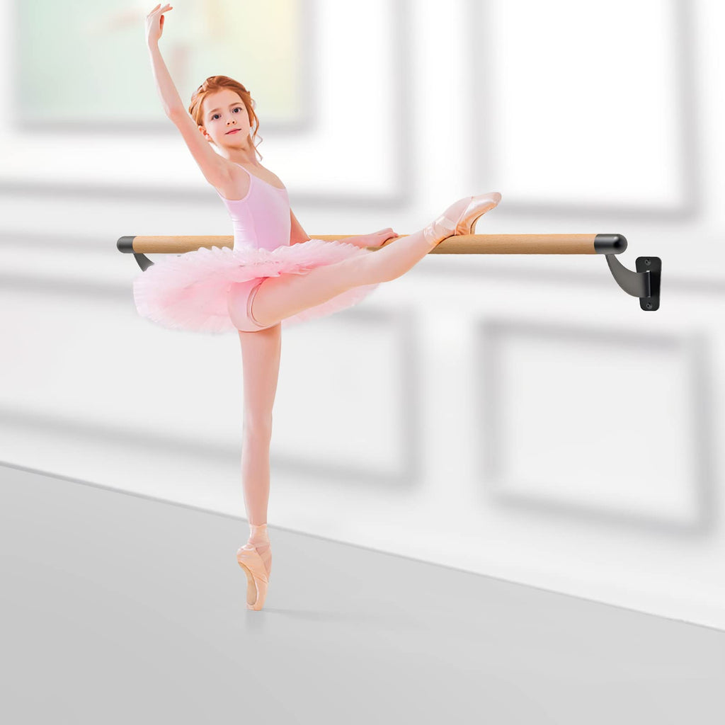 SELEWARE 4-12 FT Wood Ballet Barre Wall Mount Ballet Bar Dance Bar for Home