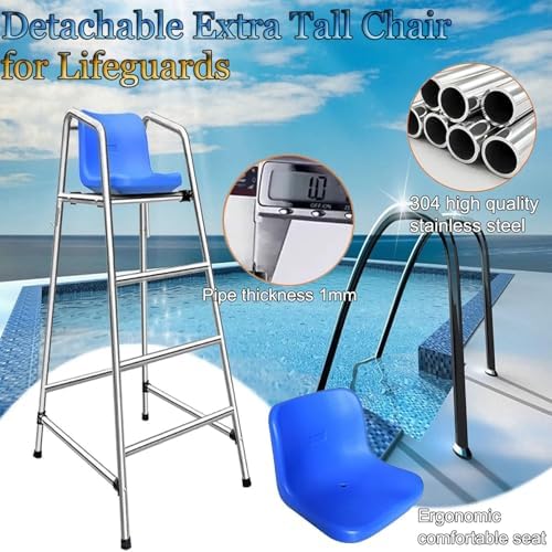 Lifeguard Chair Lifeguarding Sports Refereeing Stable Base with Narrowing Corners Armless Comfortable Seat Outdoor Use Life Guard Chair,Lifeguard Chair Stainless Steel Tall Observation Chai