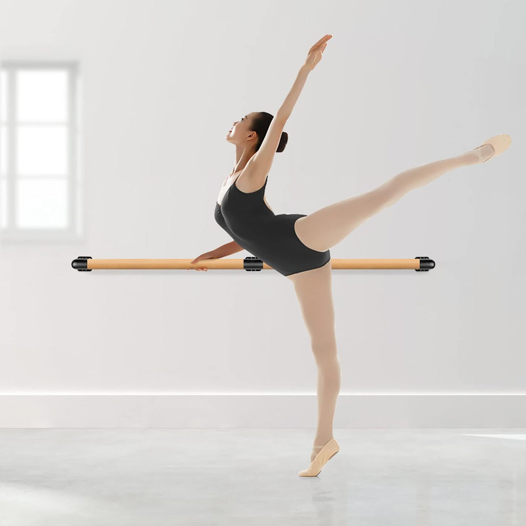 Dolibest Space Saver, Ballet Barre, Wall Mounted Traditional Wood Ballet Barre System Stretch/Dance for Home Barre Workout Equipment, Height Adjustable, for Kids and Adults