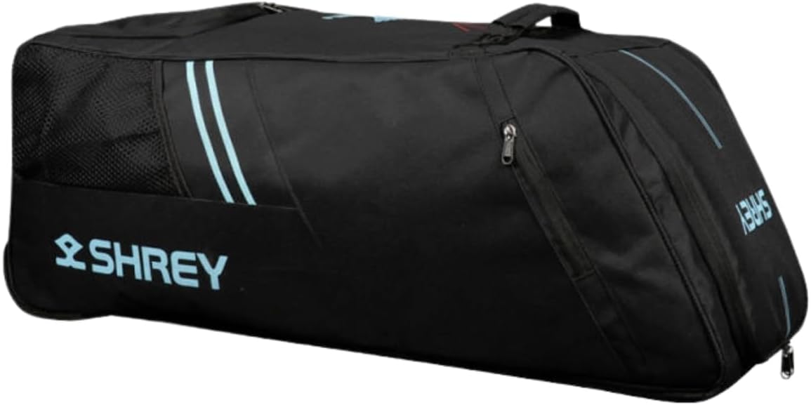 SHREY Star Duffle 2.0 Wheelie Cricket Kitbag|Two Padded Bat Pockets|Highly Water Resistant|Mesh Panel
