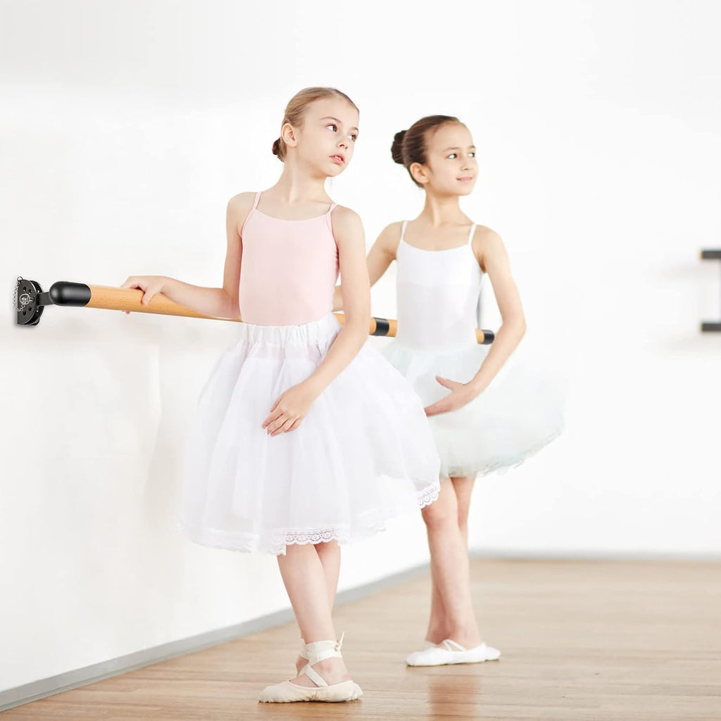 Kipika Wall Mounted Traditional Solid Wood Ballet Barre, Freestanding Ballet Barre, Stretch/Dance Bar for Home Workout Dance Equipment, Durable Metal Support, Height Adjustment