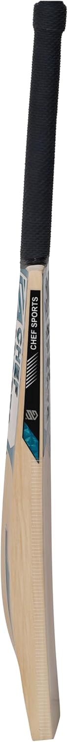Chef Sports Action Kashmir Willow Cricket Bat Grade 1 | Premium Grade 1 Kashmir Willow | Thick Edges & Big Sweet Spot for Powerful Stroke Play | Balanced Weight for Control & Timing | Season Ball Bat