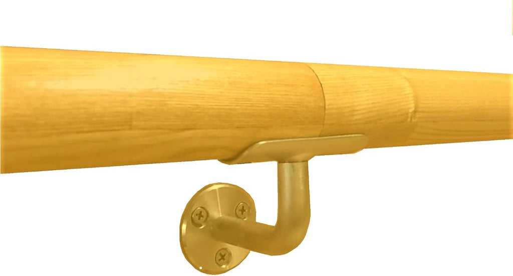 Ballet Barre Single Bar 8 FT Long 2.0â Diameter Gold, Kids and Adults | Open Bracket Wall Mounted Fixed Height Wooden Ballet Barre | Home/Studio Ballet Bar, Dance Bar, Stretch Bar, Dancing/Stretching