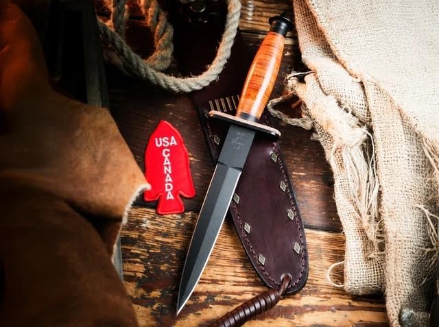 BÃKER V-42 Devil's Brigade 2.1 Dagger, 1095 Steel, Leather Handle, Model 02BO109, 11.97 in, Brown/Black