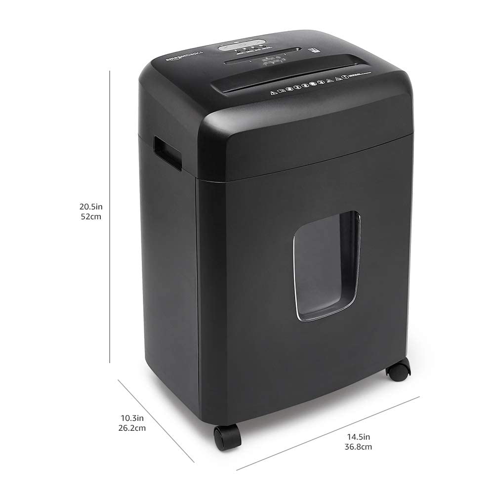 Amazon Basics 18 Sheet Cross Cut Paper, CD, and Credit Card Shredder with 6 Gallon Bin, 30 Minutes Continuous Run Time, Black