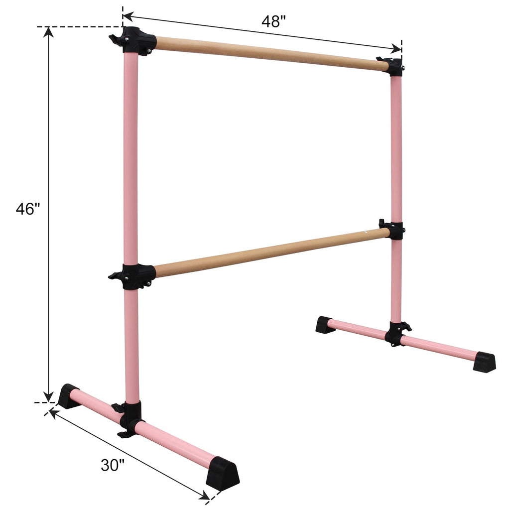 4FT/6FT Height Adjustable Double Ballet Barre, Freestanding Portable Stretching Dance Bar for Home, Heavy Duty Exercise Equipment for Kids & Adults with Anti-Slip Rubber Pads