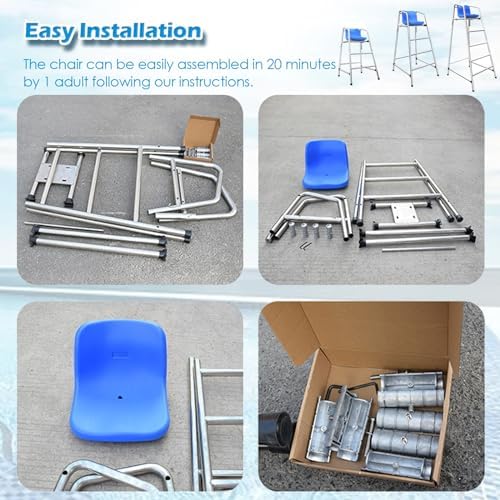 Lifeguard Chair Lifeguarding Sports Refereeing Stable Base with Narrowing Corners Armless Comfortable Seat Outdoor Use Life Guard Chair,Durable Lifeguard Chair - Weather-Resistant Free-Stand