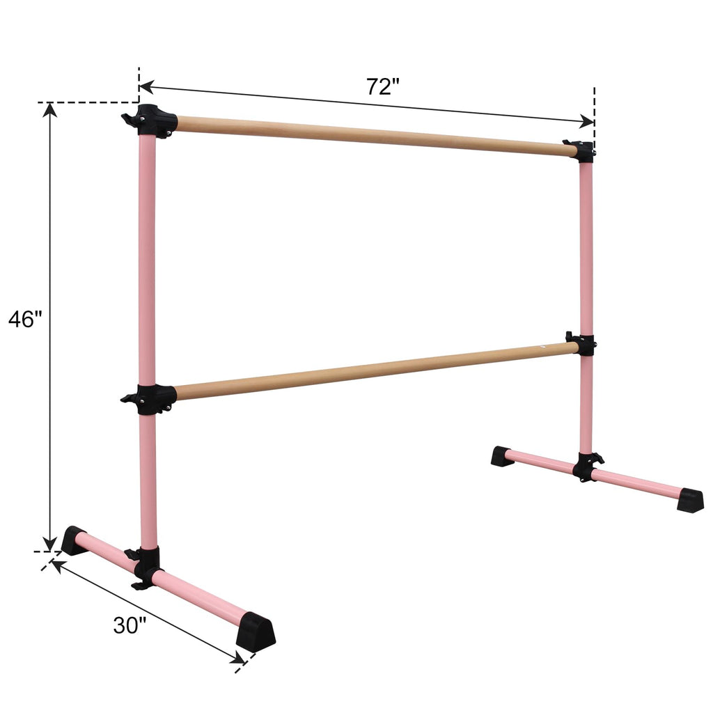 4FT/6FT Height Adjustable Double Ballet Barre, Freestanding Portable Stretching Dance Bar for Home, Heavy Duty Exercise Equipment for Kids & Adults with Anti-Slip Rubber Pads