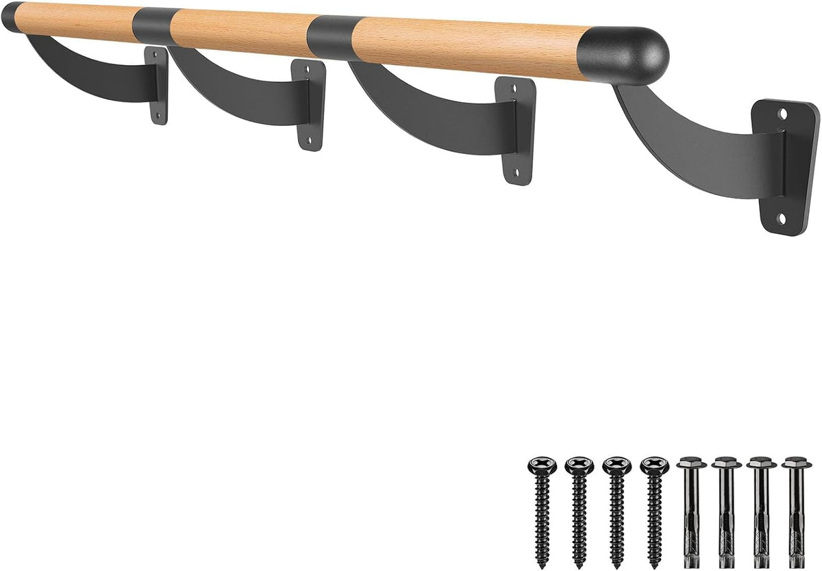 SELEWARE 4-12 FT Wood Ballet Barre Wall Mount Ballet Bar Dance Bar for Home