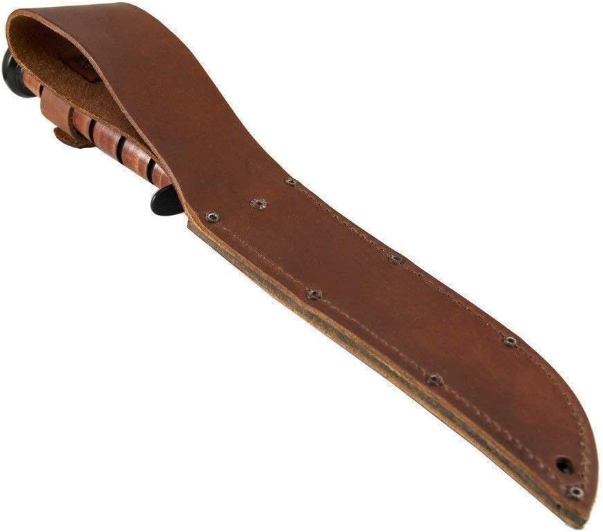 KA-BAR 1220 US Army Straight Edge Fighting/Utility Knife with Leather Sheath, Beige, 7" Blade