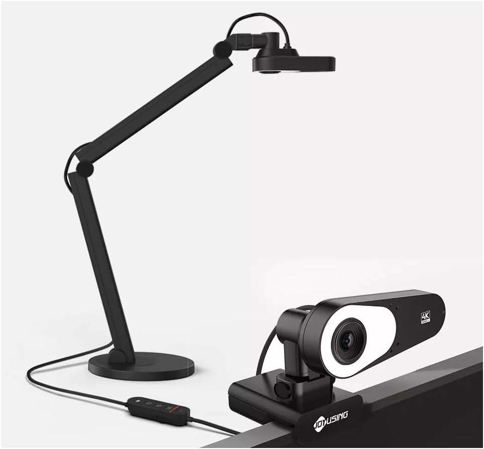 JoyUsing V600 4K Document Camera, Fast PDAF, 12MP USB Webcam Auto Focus LED Light for Teaching Streaming - Windows, Mac