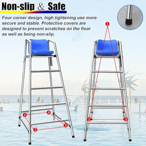 Lifeguard Chair Lifeguarding Sports Refereeing Stable Base with Narrowing Corners Armless Comfortable Seat Outdoor Use Life Guard Chair,Detachable Extra Tall Chair for Lifeguards/Referees 1.