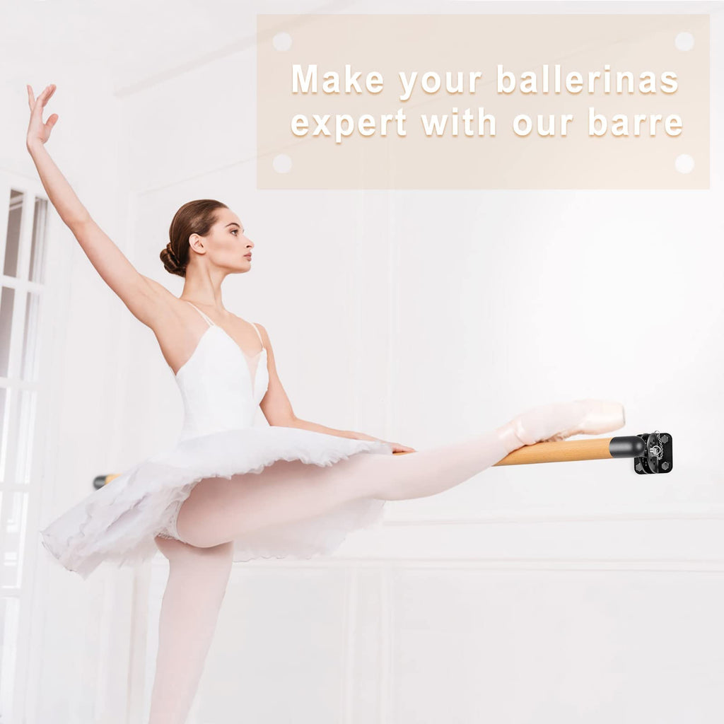 Dolibest Space Saver, Ballet Barre, Wall Mounted Traditional Wood Ballet Barre System Stretch/Dance for Home Barre Workout Equipment, Height Adjustable, for Kids and Adults