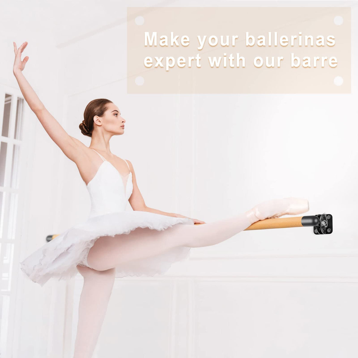Dolibest Space Saver, Ballet Barre, Wall Mounted Traditional Wood Ballet Barre System Stretch/Dance for Home Barre Workout Equipment, Height Adjustable, for Kids and Adults