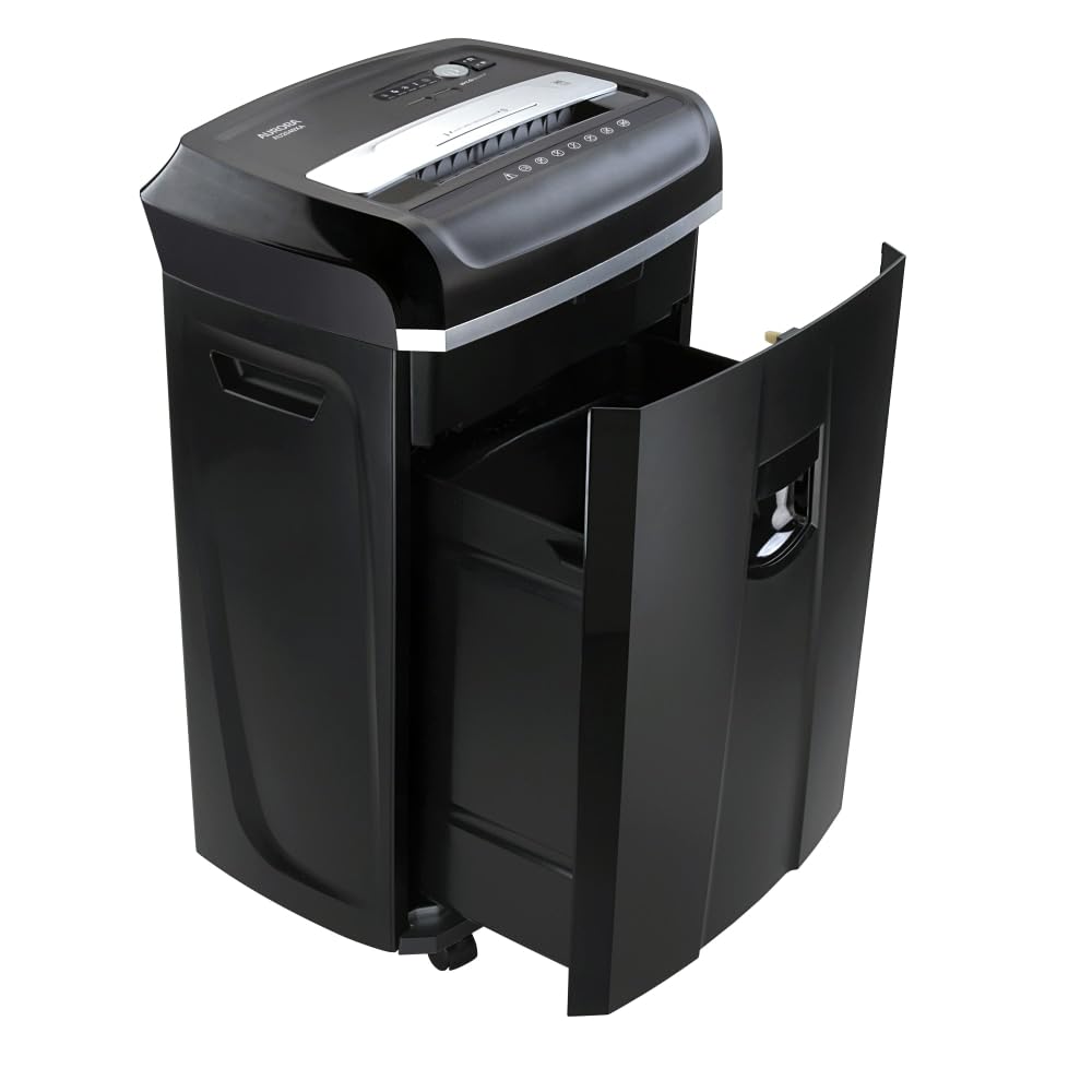Aurora Heavy Duty Anti-Jam 15-Sheet Crosscut Shredder/60 Min Run Time/ 6-Gallon Pullout Basket, White