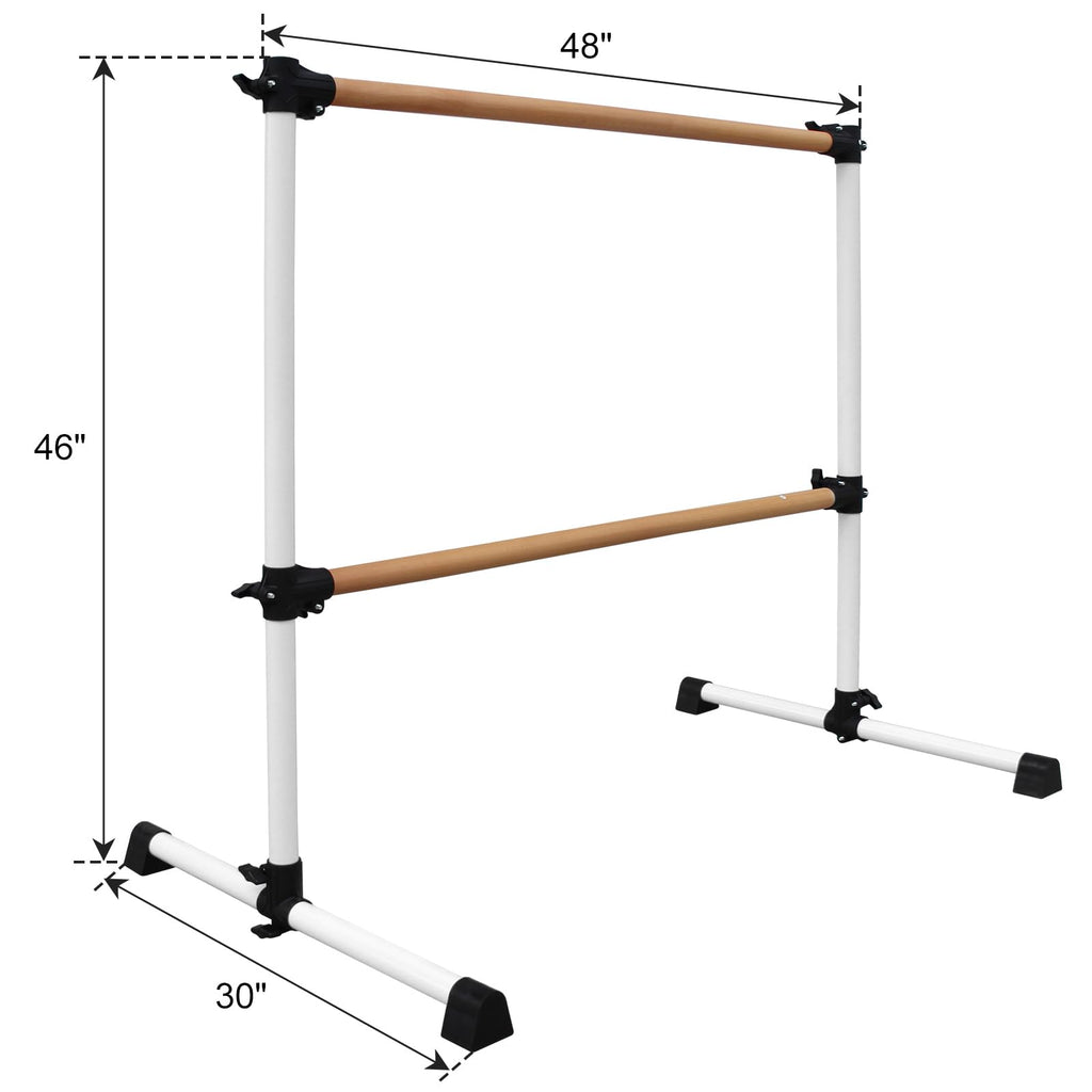 4FT/6FT Height Adjustable Double Ballet Barre, Freestanding Portable Stretching Dance Bar for Home, Heavy Duty Exercise Equipment for Kids & Adults with Anti-Slip Rubber Pads