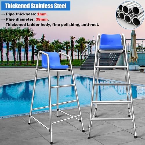 Lifeguard Chair Lifeguarding Sports Refereeing Stable Base with Narrowing Corners Armless Comfortable Seat Outdoor Use Life Guard Chair,Life-Guard Chair with Sunshade Hole Removable Commerc
