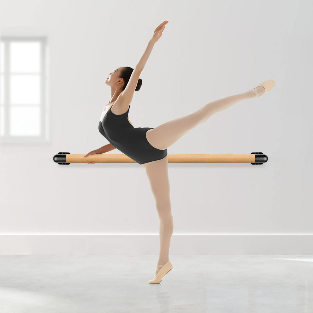 Dolibest Space Saver, Ballet Barre, Wall Mounted Traditional Wood Ballet Barre System Stretch/Dance for Home Barre Workout Equipment, Height Adjustable, for Kids and Adults