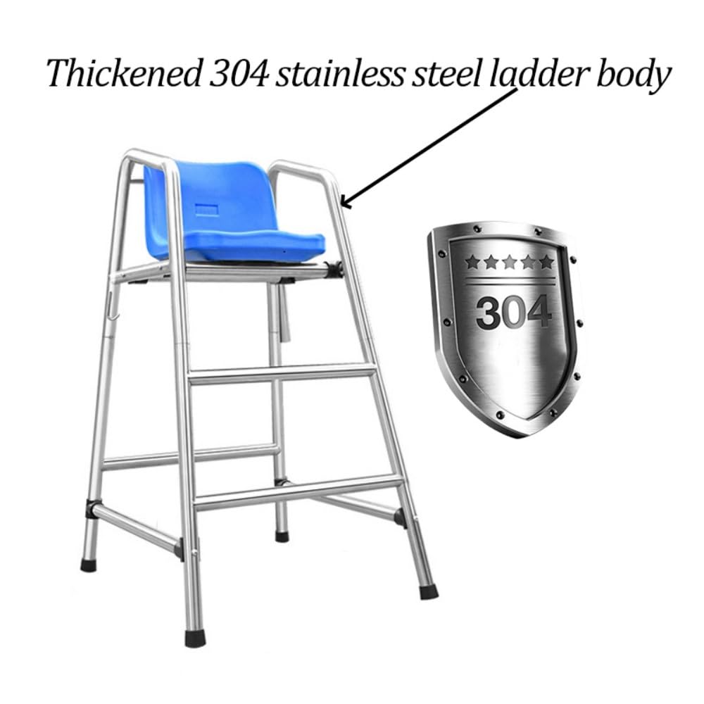 Stainless Steel Lifeguard Chairs with Double-Layer Sunshade,Loads 661lbs, Detachable Lifeguard Observation Chair, Referees Tall Chair with Hole & Hooks(1.2m)