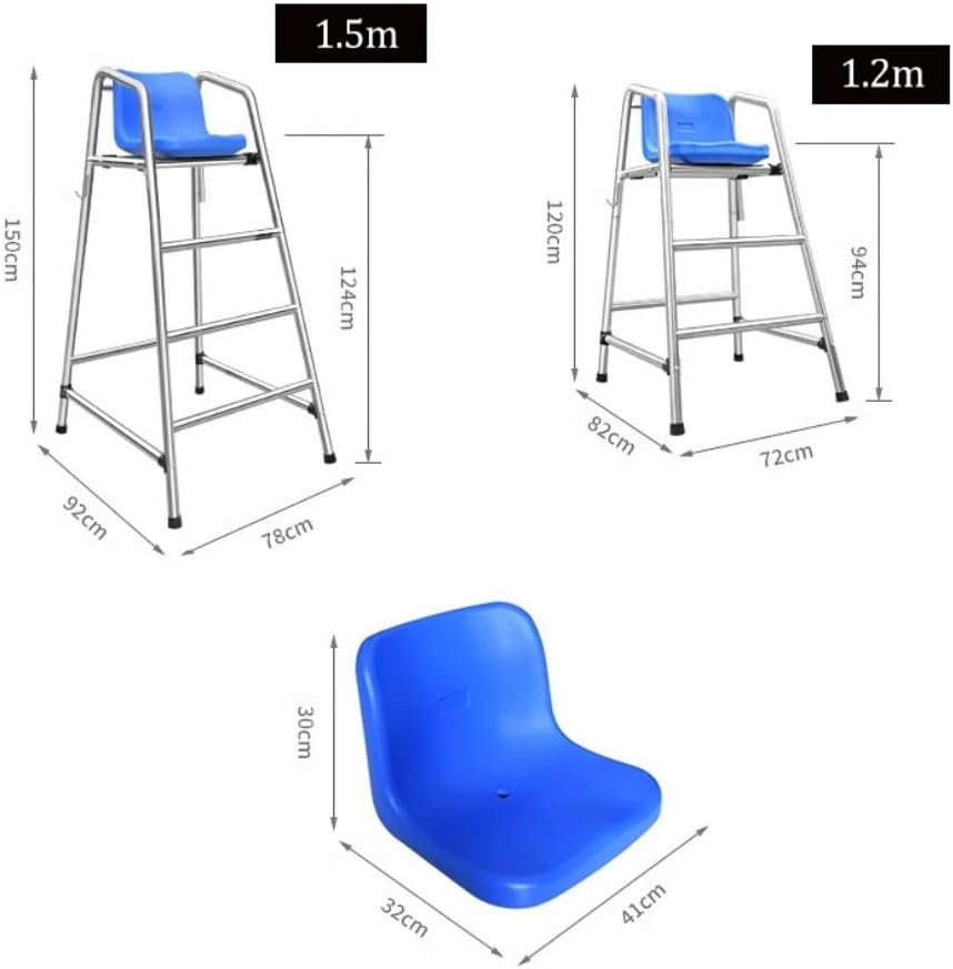 Stainless Steel Lifeguard Chairs with Double-Layer Sunshade,Loads 661lbs, Detachable Lifeguard Observation Chair, Referees Tall Chair with Hole & Hooks(1.2m)