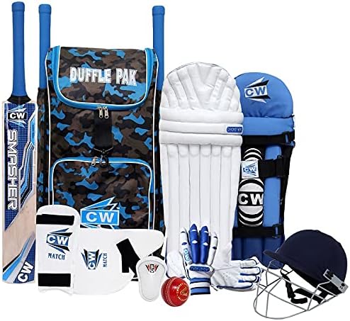 CW Tournament Adult Cricket Full Set Sports Complete Set Wooden Bat Kit Bag Complete Cricket Kit Kashmir Willow Bat Full Size Senior