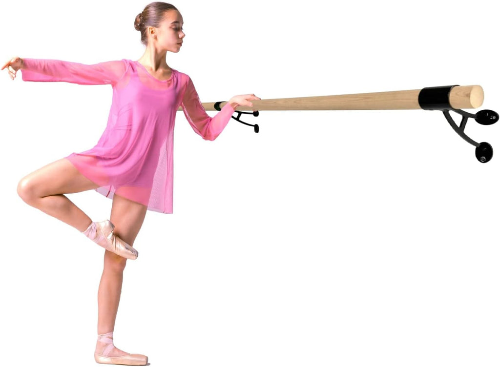 BalanÃ§oire Ballet Barre 6 FT Long 2.0â Diameter Black Brackets A, for Kids and Adults, Wall Mounted Premium Ballet Bar American Wood Home/Studio Ballet Barre, Dance Bar Stretch Bar Ballet Training