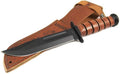 KA-BAR 1220 US Army Straight Edge Fighting/Utility Knife with Leather Sheath, Beige, 7" Blade