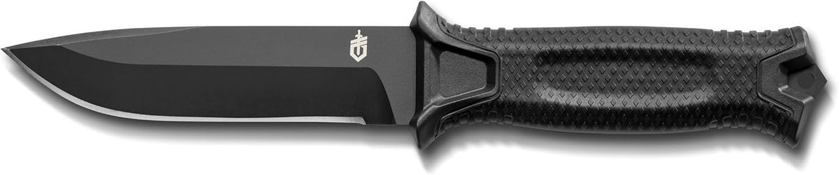 Gerber Gear StrongArm - Fixed Blade, Full Tang Knife - Camping Knife with Multiple Carry Options - Made in USA - Black, Serrated Edge